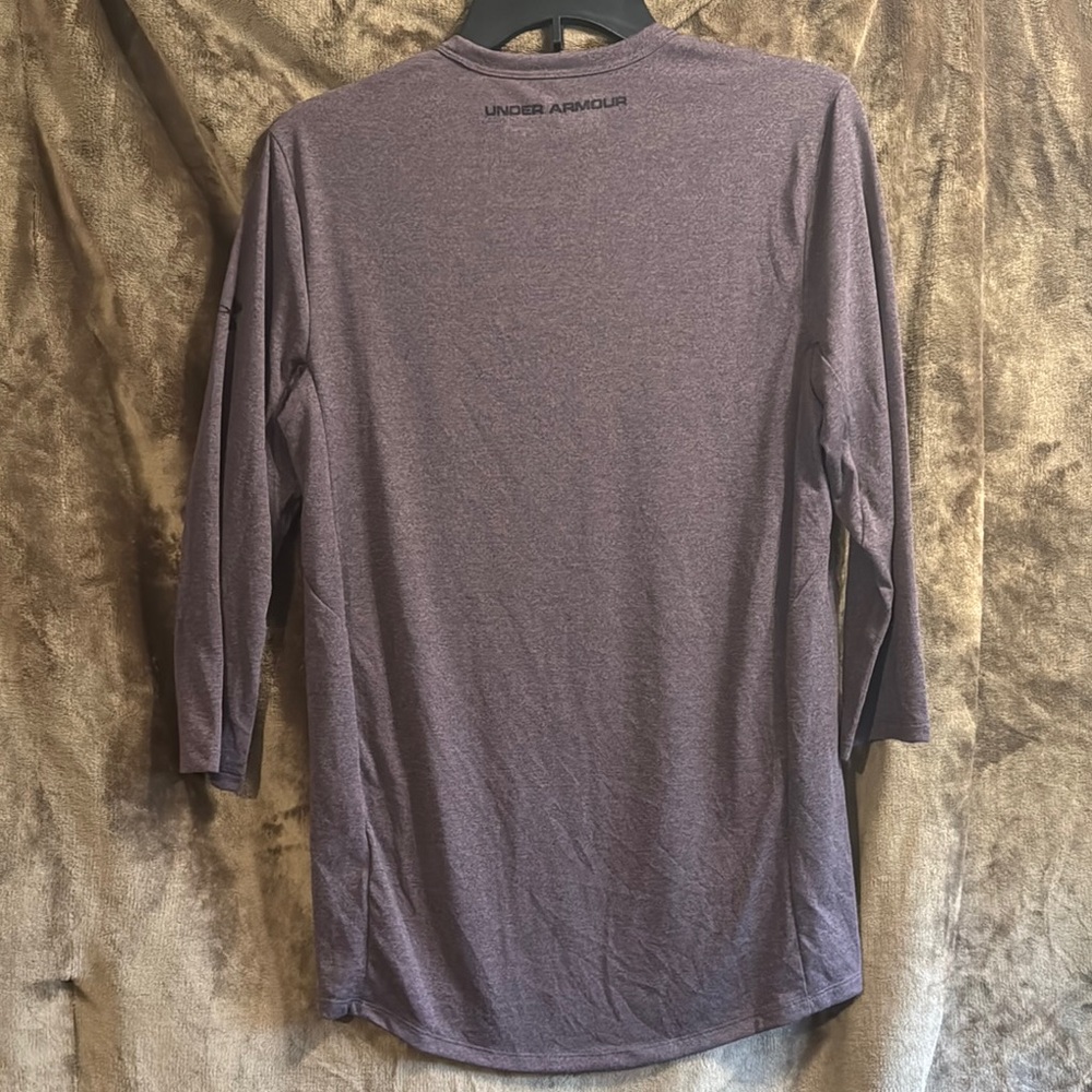 Under Armour Men's Threadborne 3/4 Sleeve Purple Shirt — Fitted — Small - Picture 3 of 3